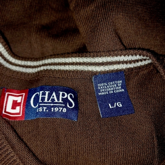 Chaps Dark Brown Vneck Sweater Vest - Picture 4 of 4